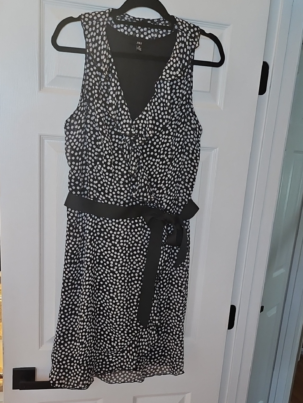 J.B.S. Black and White Polka Dot Sleeveless Midi Dress
